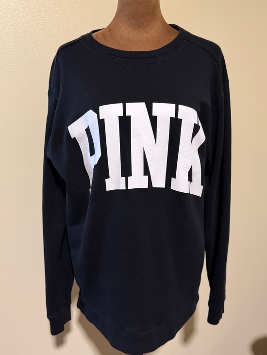 Victoria's Secret Tops - PINK Victoria's Secret Black Crewneck Sweatshirt with White Logo